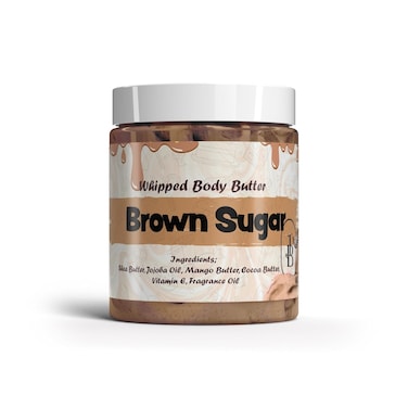 Brown Sugar Whipped Body Butter 8oz. With Shea Butter Mango Butter Cocoa Butter Creamy Natural Smooth Long-lasting Intense Moisturizer