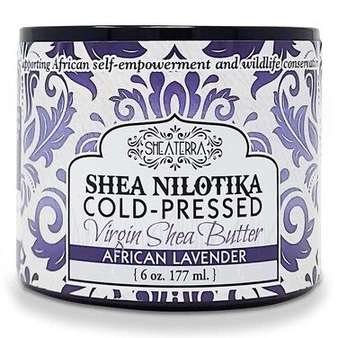 Shea Terra Organics 100% Organic Cold-Pressed Virgin Shea Butter &ndash; S. African Lavender   Natural Anti-Aging Daily Skin, Nails &amp; Hair Cream to Soften &amp; Rejuvenate Skin &amp; Reduce Stretch Mark &ndash; 6 oz