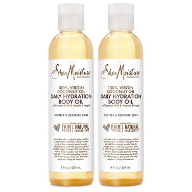 SheaMoisture Body Oil, Daily Hydration 2-Pack &ndash; Lightweight, Non-Greasy Moisturizer with 100% Extra Virgin Coconut Oil, Coconut Milk, and Acacia Senegal, 8 Oz Ea