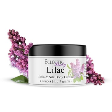 Eclectic Lady Lilac Satin &amp; Silk Cream Body Lotion 4 oz - Shea Butter, Aloe, Silk Amino Acids, Vitamin E, Phthalate-Free, Handcrafted in USA - Perfect For Women