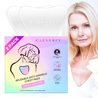 Cleverfy Silicone Chest Wrinkle Pads for D&eacute;collet&eacute; - 2-Pack of V-Shape Reusable Anti-Wrinkle Patches
