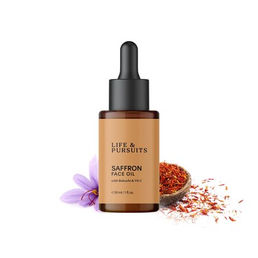Life &amp; Pursuits Saffron Face Oil 1 Fl Oz with Kashmir Saffron, Bakuchi, Vitamin C for Face Brightening, Moisturizing, Dark Spots, Fine Lines, Wrinkles. Lightweight Daily Face Massage oil   Anti-Aging