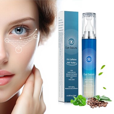 5% Caffeine Eye Serum, Under Eye Roller Cream for Dark Circles, Anti-aging Wrinkles And Firming, 360&deg; Massage Ball Ice Roller For Fine Lines, Bags, Puffy Eyes, Eye Skin Care For Women Men (CAFFEINE)