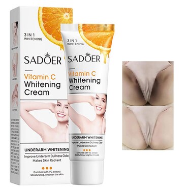 Skin Whitening Cream for Body,Lightening Cream for Intimate Areas and Bleaching,Vitamin C Dark Spot Remover Corrector for Neck,Armpit,Underarm,Elbow,Inner Thigh and Knees,Bikini,1.76oz