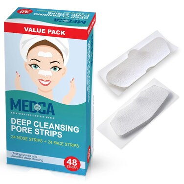 MEDca Deep Cleansing Blackhead Pore Strips - Pack of 48 Peel - Off Blackhead Remover and Pore Unclogging Strips for Nose and Face, Chin, Forehead &amp; Healthier Looking Skin