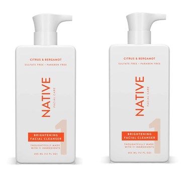 Native Brightening Face Wash, Spa Day Every Day Facial Cleanser (2 Pack)   Daily Face Cleaner for Radiant and Bright Skin, Citrus &amp; Bergamot, 12 fl oz