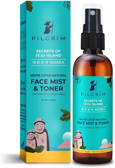 Pilgrim Korean Face Mist Toner   Hydrating &amp; Refreshing Spray with Witch Hazel &amp; Camellia   Alcohol-Free, Natural Skin Toner   Nourishes &amp; Enhances Skin Elasticity   3.38 Fl Oz (100ml)