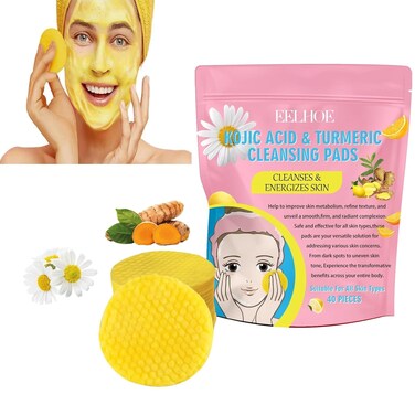Turmeric Face Scrub Pads, Glow Wash Turmeric Deep Cleansing Scrub Exfoliating. (40 Pcs)