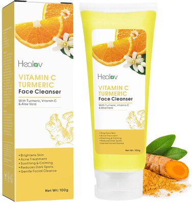 Turmeric Face Wash &ndash; Skin Brightening Turmeric Liquid Soap for Discoloration &ndash; Natural Anti Aging Exfoliating Turmeric Facial Cleanser for Spots, Acne, Sun Damage &ndash; Turmeric Soap Skincare