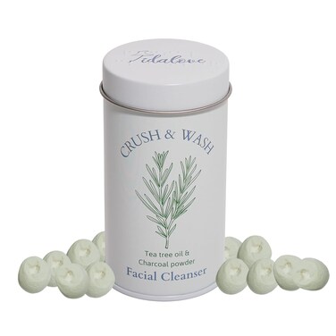 3-in-1 Solid Facial Cleanser, Exfoliator, and Wash-off Mask - Vegan, Cruelty-Free, Plastic-Free, Travel-Friendly, 1 Month Supply (60 Crushable Tablets) in Tin (Purifying Beans in Tin)