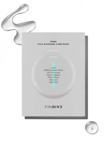 FINDIVE OFFICIAL PDRN CICA Exosome Care Mask, PDRN (Sodium DNA) 5,000ppm, Cica Exosome, Marin Collagen, Soothes, Regenerates Skin, 1.05fl.oz*8