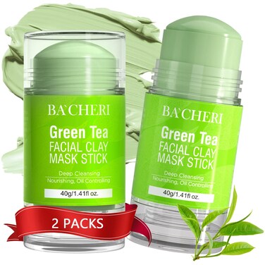 2 Pcs Green Tea Mask Stick, Blackhead Remover Mask with Green Tea Extract, Green Mask Stick for Deep Pore Cleansing, Moisturizing, Oil Controlling
