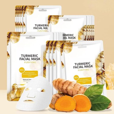 Sheet Masks Turmeric Face Sheet Mask for Acne, Anti Acne Face Sheets Mask, Face Mask Skin Care, Hydrating Face Masks Skincare, Facial Mask Sheet Facial Masks for Breakouts Pimple Oil Control 10 Sheets