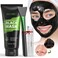 Blackhead Remover Mask, Black Charcoal Peel Off Face Mask, Deep Cleansing Mask for Face Nose Black Head Acne Pores, Purifying Facial Mask with Pimple Extractor and Face Mask Brush (3.5 fl.oz)