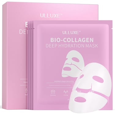 Deep Collagen Overnight Face Mask Hydrating, Lifting, Facial Sheet Mask for All Skin Types, with Hyaluronic Acid, Moisturizing, Improving Elasticity, Firming, Korean Face Masks Skincare, 37g x 4ea