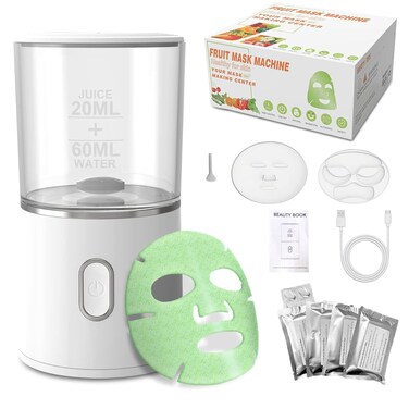 Face Mask Maker Machine, DIY Natural Fruit &amp; Vegetable Mask with 32Pcs Collagen, Automatic Facial Skin Care Machine for SPA Treatments (Rechargeable)