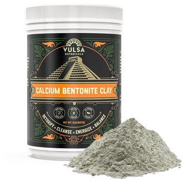 Vulsa Bentonite Clay Powder - Calcium Bentonite Clay Food Grade Organic for Acne Face Mask, Body Detox, Hair and Mud Bath - Natural, Healing &amp; Pure Green Clay - Edible for Internal or External Use