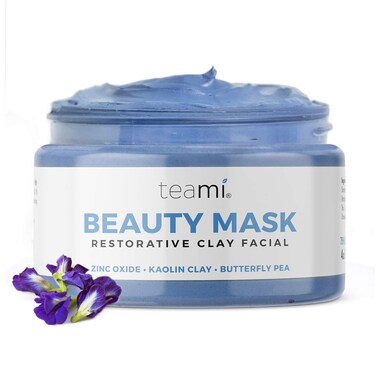 Teami Beauty Facial Mask - Moisturizing Face Mask Skin Care - Anti Acne &amp; Blackhead Remover with Butterfly Pea Flower &amp; Kaolin Clay - Deep Cleansing Face Mask for Oily, Dry, or Sensitive Skin