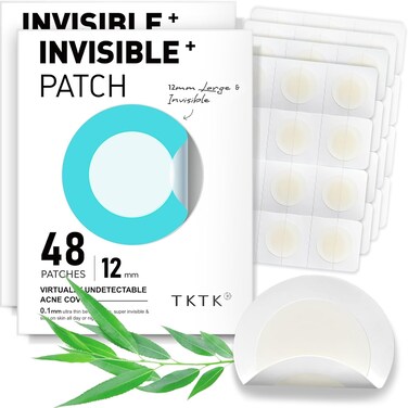 Pimple Patches, 12mm Invisible Acne Patches for Face with Salicylic Acid, 0.01cm Extra Thin Outer Edge, Hydrocolloid Zit Patch for Pustule, Whitehead, Cystic Acne Spot, 96 Count