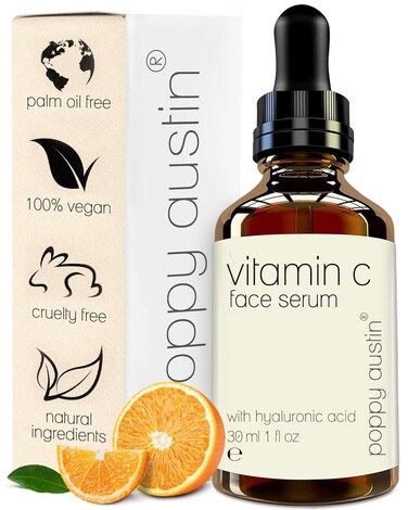 Poppy Austin Vitamin C Face Serum with Hyaluronic Acid, Vitamin C for Face, Vit C Serum, Vitamin C Oil for Face, Vitamin C Facial Serum (1 Oz)