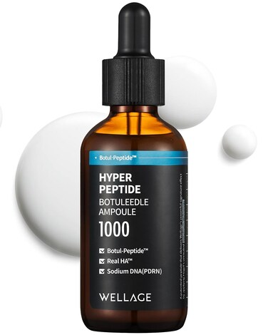 WELLAGE Hyper Peptide Botuleedle Ampoule - Korean Anti-Aging Ampoule with Botul-Peptide and High Purity of Hyaluronic Acid - Pore Elasticity, Plumping Skin, Hydrating Face Serum, 1.69 fl.oz.
