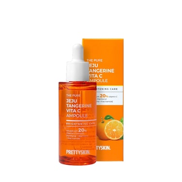 PS.PRETTYSKIN Jeju Tangerine Vitamin C Ampoule for face 52ml(1.75 fl.oz.)     Multi-Moisturizing, Hydrating and Soothing with Panthenol+Adenosine+Niacinamide, Korean skincare