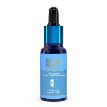 Blue Nectar Ayurvedic Vitamin C Face Serum for Dark Spot Correction and Glowing Skin   Hyaluronic Acid Serum with Plant-Based Vitamin C (9 Herbs, 1 Fl Oz)
