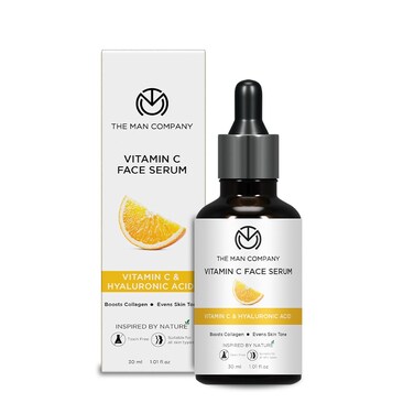 The Man Company 40% Vitamin C Face Serum With Hyaluronic Acid   Boosts Collagen   Glowing &amp; Brightening Skin   Soft, Smooth &amp; Supple   All Skin Types -30ml