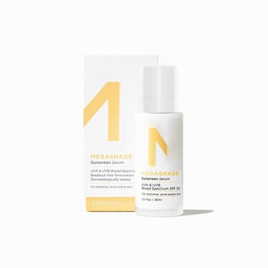 ZitSticka MEGASHADE Sunscreen Serum for Face w/SPF 50-30ml UVA/UVB Protection - Ideal Skin Care for Breakout Prone &amp; Sensitive Skin - Lightweight &amp; Dermatologist Tested