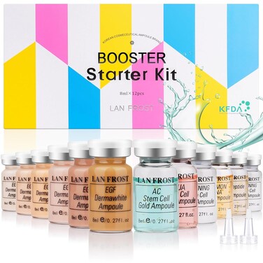 BB Glow Starter Kit Hyaluronic Acid Serum Foundation Skincare Mix Kit 0.27oz Hyaluronic Acid Ampoule and Essence Foundation 12 Vials Glow Pigment Skincare Kit (Multicolor)