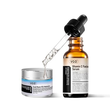VGO Skin Care Set, with Snail Mucin 92% Moisturizer 1.76 Oz &amp; Vitamin C Face Serum 1.01 Oz, Daily Hydrating &amp; Firming Skincare Routine Kit for All Skin Type