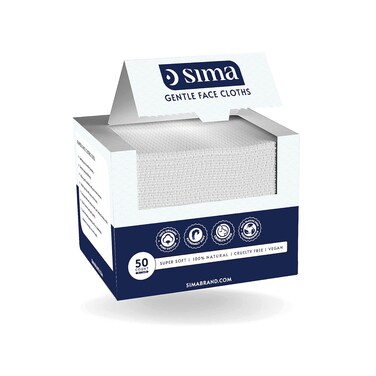 Sima Disposable Face Towels for Drying - 100% Cotton Face Wipes 50 Pack - Biodegradable Makeup remover for sensitive Skin, Gentle Clean facial cloth - Ultra-Soft &amp; Lint-Free, Cruelty Free