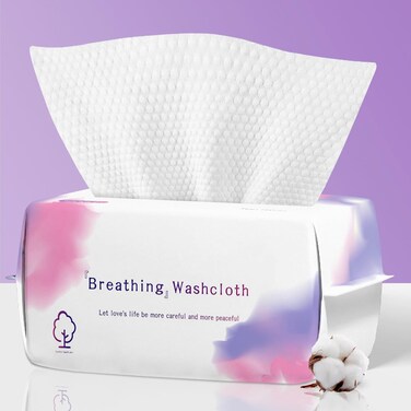 Disposable Face Towel 100 Count, Soft Cotton Face Clean Towels, Dry Wipes Facial Cloths Towelettes for Washing and Drying, Lint Free Facial Tissue for Skincare, Makeup Remover and Cleansing