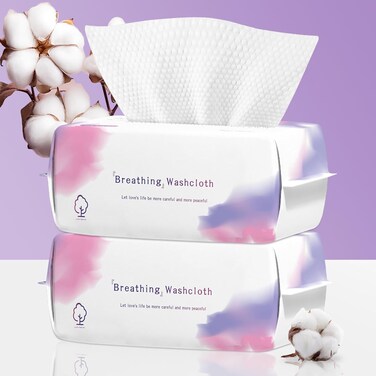 Disposable Face Towel 200 Count, Soft Cotton Face Clean Towels, Dry Wipes Facial Cloths Towelettes for Washing and Drying, Lint Free Facial Tissue for Skincare, Makeup Remover and Cleansing