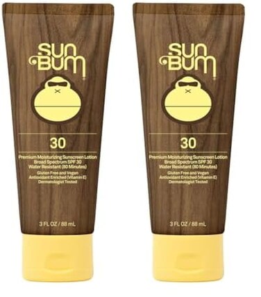 Sun Bum Original SPF 30 Sunscreen Lotion   Vegan and Hawaii 104 Reef Act Compliant (Octinoxate &amp; Oxybenzone Free) Broad Spectrum Moisturizing UVA/UVB Sunscreen with Vitamin E   3 oz (Pack of 2)