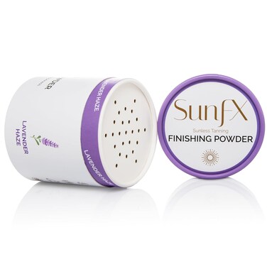 SunFX Post Spray Tan Translucent Finishing Powder   Talc Free   Sunless Tanning Setting Powder   Shimmer   (4.00 Ounce (Pack of 1), Lavender Haze)