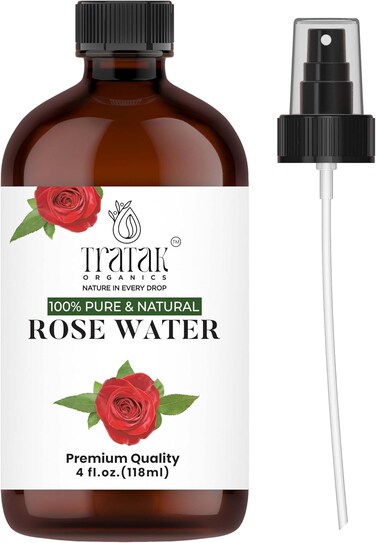 Rose Water 4 fl oz (118 ml) Organic Refreshing Rose Water Spray for Face &amp; Skin Hydration, Pure Rose Water for Hair, Rose Water Face Mist, Rose Water Spray for Cleansing, Huge 4 oz
