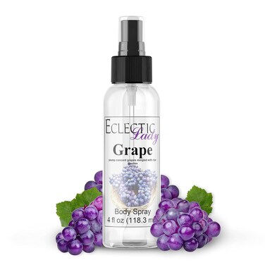 Eclectic Lady Original Strength Grape Body Spray - Paraben-Free, Phthalate-Free, Made With Vegetable Glycerin, Fresh &amp; Juicy Grape Fragrance, Handcrafted in USA (4 oz)
