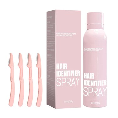 Hair Identifier Spray for Face Shaving and Dermaplaning with 4 Razors, Moisturizing Skin Body Care with Razor for Women