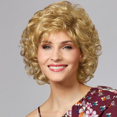 Short Blonde Curly Wig for White Women Natural Looking Synthetic Halloween Cosplay Costume Wig
