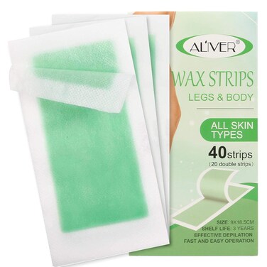 Wax Strips Hair Removal,40 Strips(20 Double-Sided Strips)Body Wax Strips for Women Arms,Legs,Underarm Hair,Eyebrow (Green)