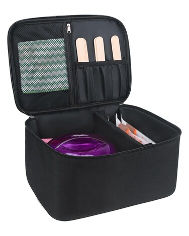 Waxing Kit Bag,Wax Warmer Organizer Bag Wax Kit for Hair Removal Storage Bag Hair Removal Wax Tool Bag (Black)