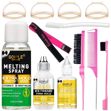 Lace Melting Spray for Glueless Wigs - Essentials Kit with Lace Front Wig Glue &amp; Remover