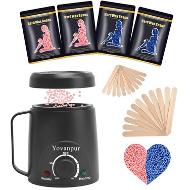 Waxing kit for women - Yovanpur Mini Wax Pot Wax Warmer for Hair Removal, Portable Hard Wax Kit with 14oz Hard Wax Beads, Small Wax Kit for Face Eyebrow Lip Small Body Area Hair Removal at Home