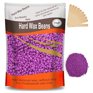 Hard Wax Beads for Hair Removal, Waxing Beans for Sensitive Skin (Violet), 10.5 Ounce/bag with 10pcs Wax Sticks