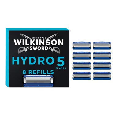 Wilkinson Sword Hydro 5 Skin Protection Regular &ndash; Razor Blades for Men, Blue, Pack of 8