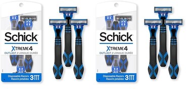 Schick Xtreme 4 Outlast Razor &acirc;&euro;&rdquo; Schick Xtreme4 Disposable Razors Men, 3 Count (Pack of 2)