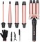 5 in 1 Curling Wand Set, Three Barrel Curling Iron Set with 3 Barrel Curling Iron and 4 Interchangeable Ceramic Curling Wand(0.5&rdquo;-1.25&rdquo;), Fast Heating, Include Glove &amp; 2 Clips