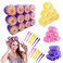 Jumbo Hair Rollers Set, 73pcs 4 Sizes with Clip &amp; Comb Self Grip Holding Hair Rollers Curlers for Long Medium Short Thick Fine Thin Hair Bangs Volume(12x Jumbo+12xLARGE+12x MEDIUM+12x SMALL+24x Clips)