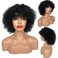 Short Curly Wig Human Hair Wigs with Bangs Glueless Curly Wig for Black Women Brazilian Virgin Human Hair Machine Made 150% Density None Lace Natural Black